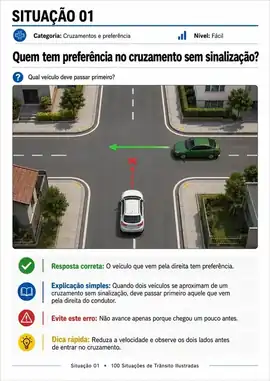 Situação de trânsito ilustrada do guia visual
