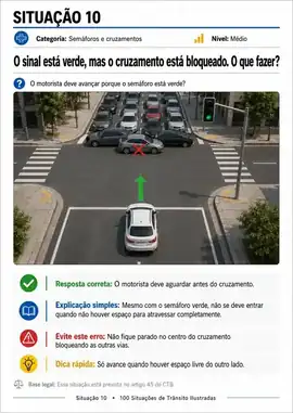 Situação de trânsito ilustrada do guia visual