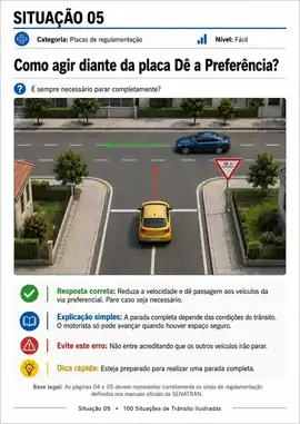 Situação de trânsito ilustrada do guia visual