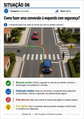 Situação de trânsito ilustrada do guia visual
